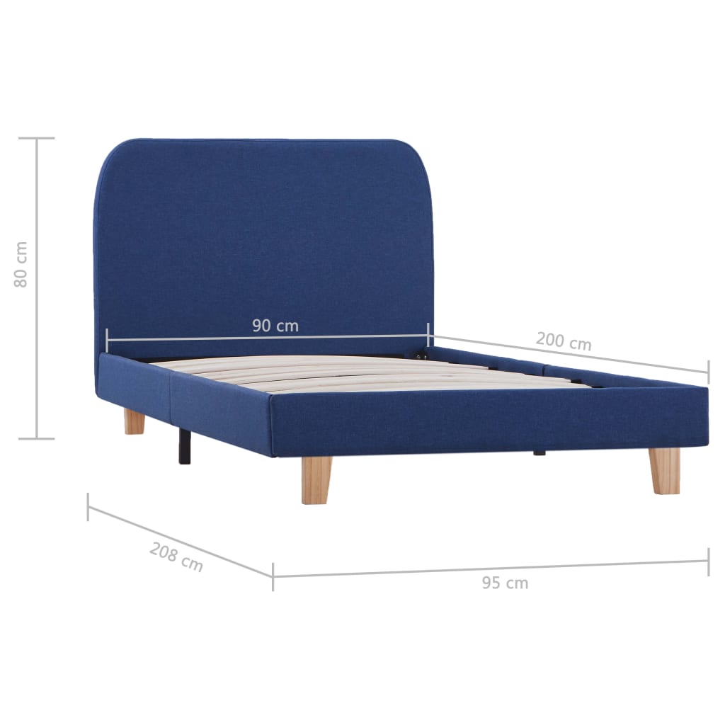 vidaXL Rám postele modrý 90x200 cm látkový