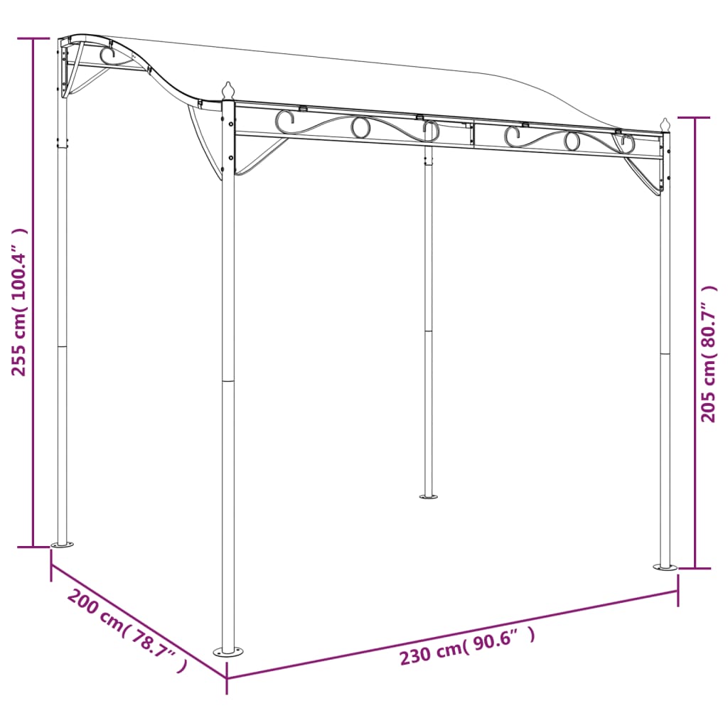 vidaXL Strieška sivohnedá 2x2,3 m 180 g/m² látka a oceľ
