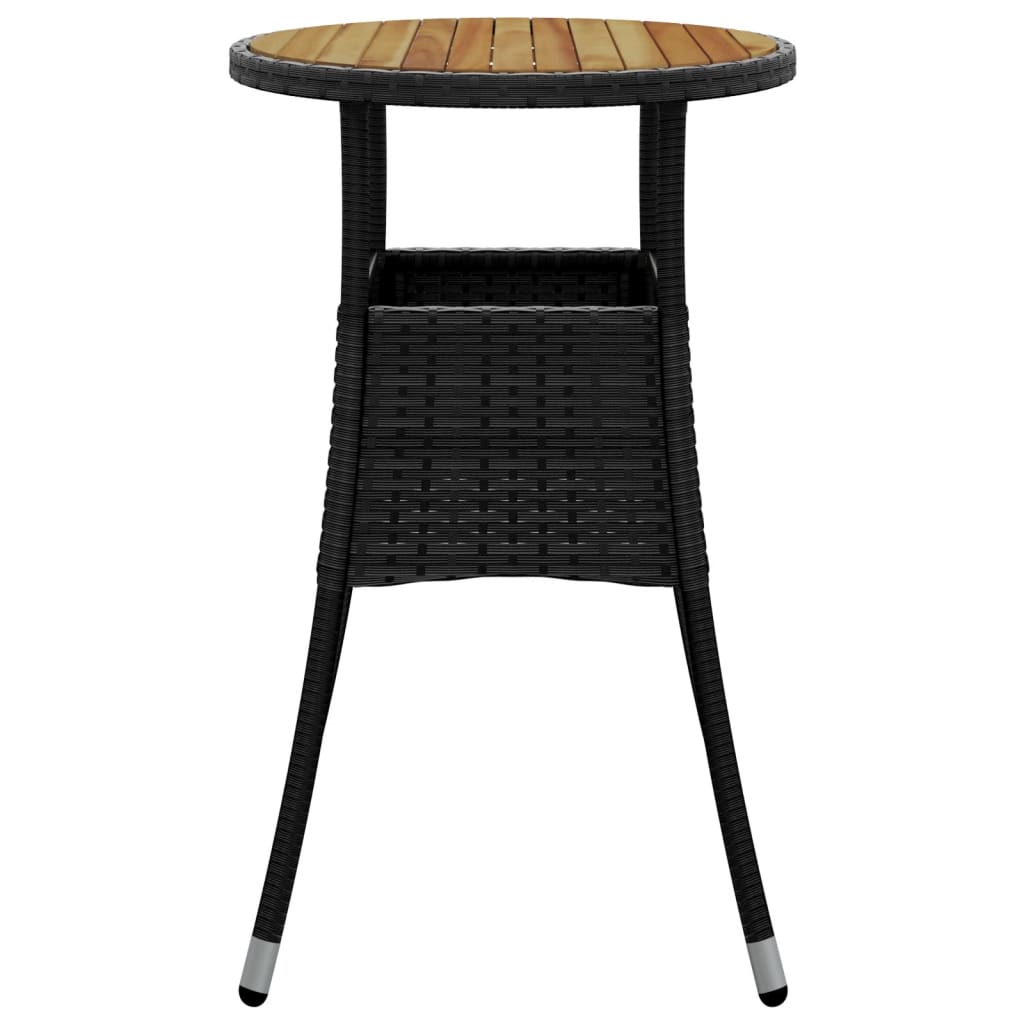 vidaXL Záhradný stôl Ø60x75 cm akáciové drevo a polyratan čierny