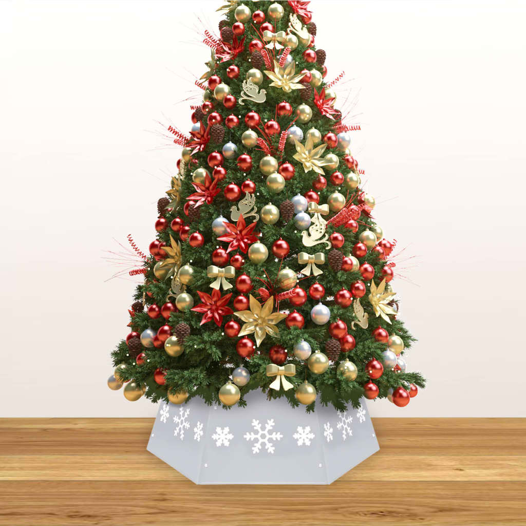 vidaXL Podložka pod vianočný stromček strieborná a biela Ø 68x25 cm