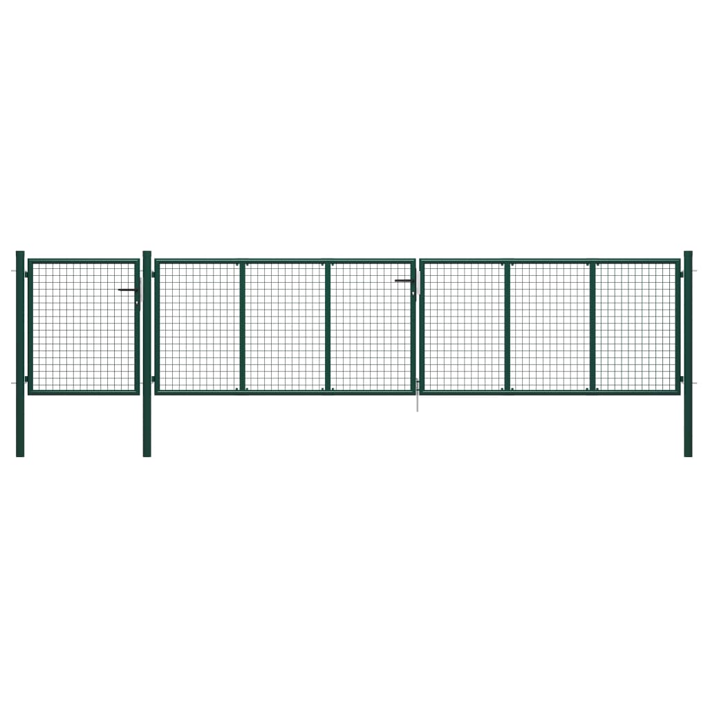 vidaXL Záhradná brána, oceľ 500x75 cm, zelená