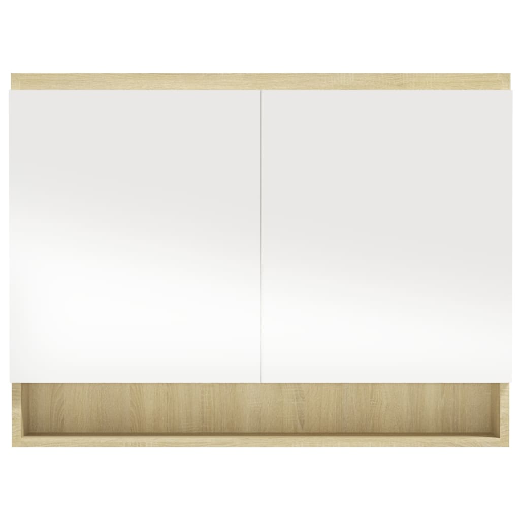 vidaXL Kúpeľňová zrkadlová skrinka 80x15x60 cm MDF biela a dubová