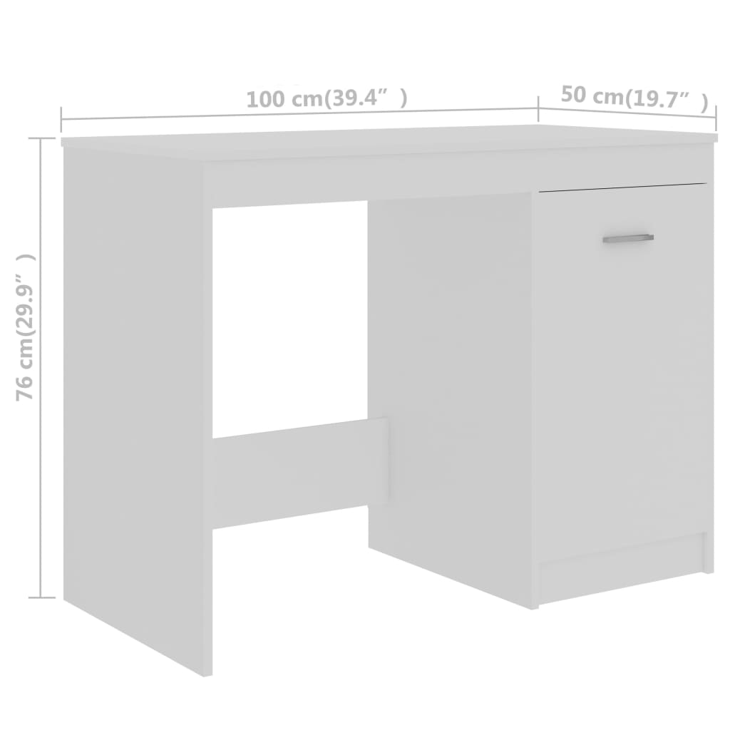 vidaXL Písací stôl, biely 140x50x76 cm, drevotrieska