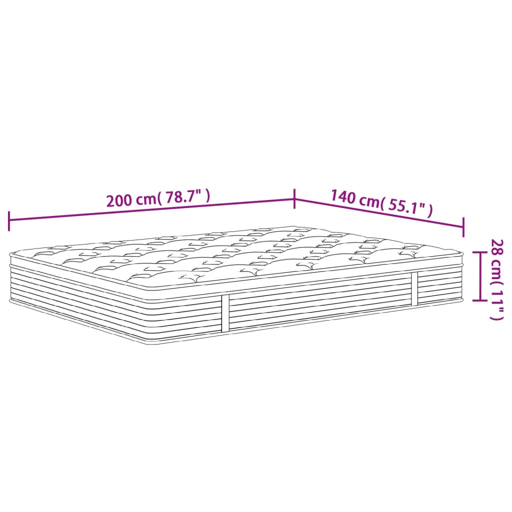 vidaXL Taštičkový pružinový matrac stredne tvrdý plus 140x200 cm