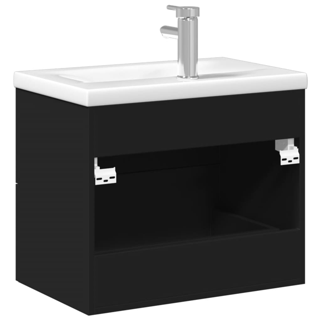 vidaXL Kúpeľňová umývadlová skrinka so zabudovaným umývadlom čierna