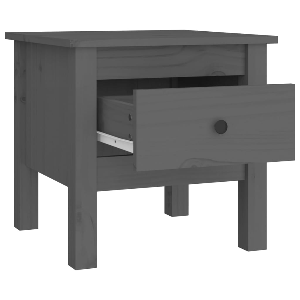 vidaXL Bočný stolík sivý 40x40x39 cm borovicový masív