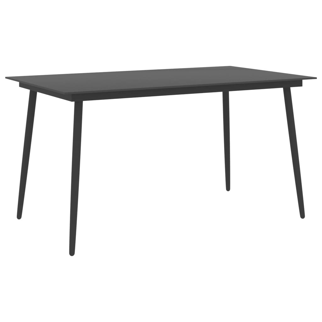 vidaXL Záhradný jedálenský stôl čierny 150x90x74 cm oceľ a sklo
