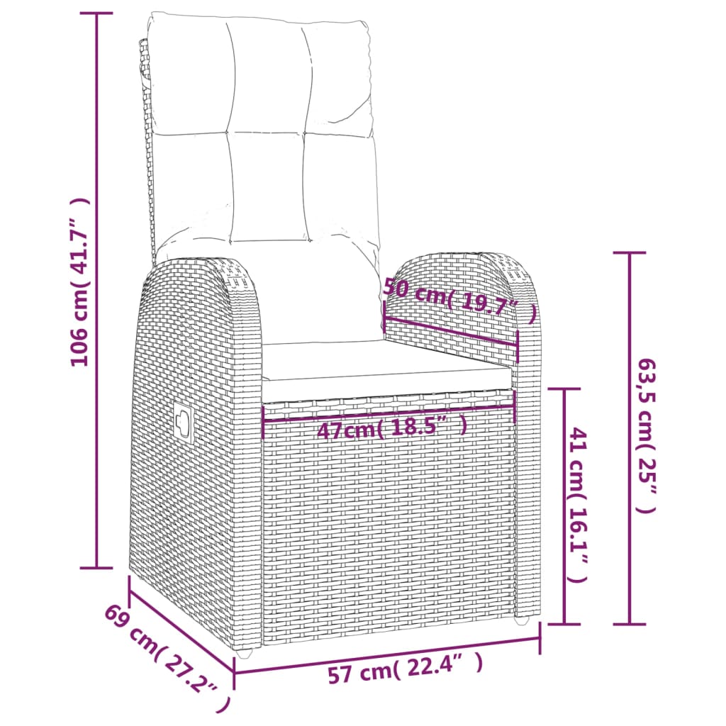 vidaXL Sklápacie záhradné stoličky 2 ks s podložkami, polyratan čierne