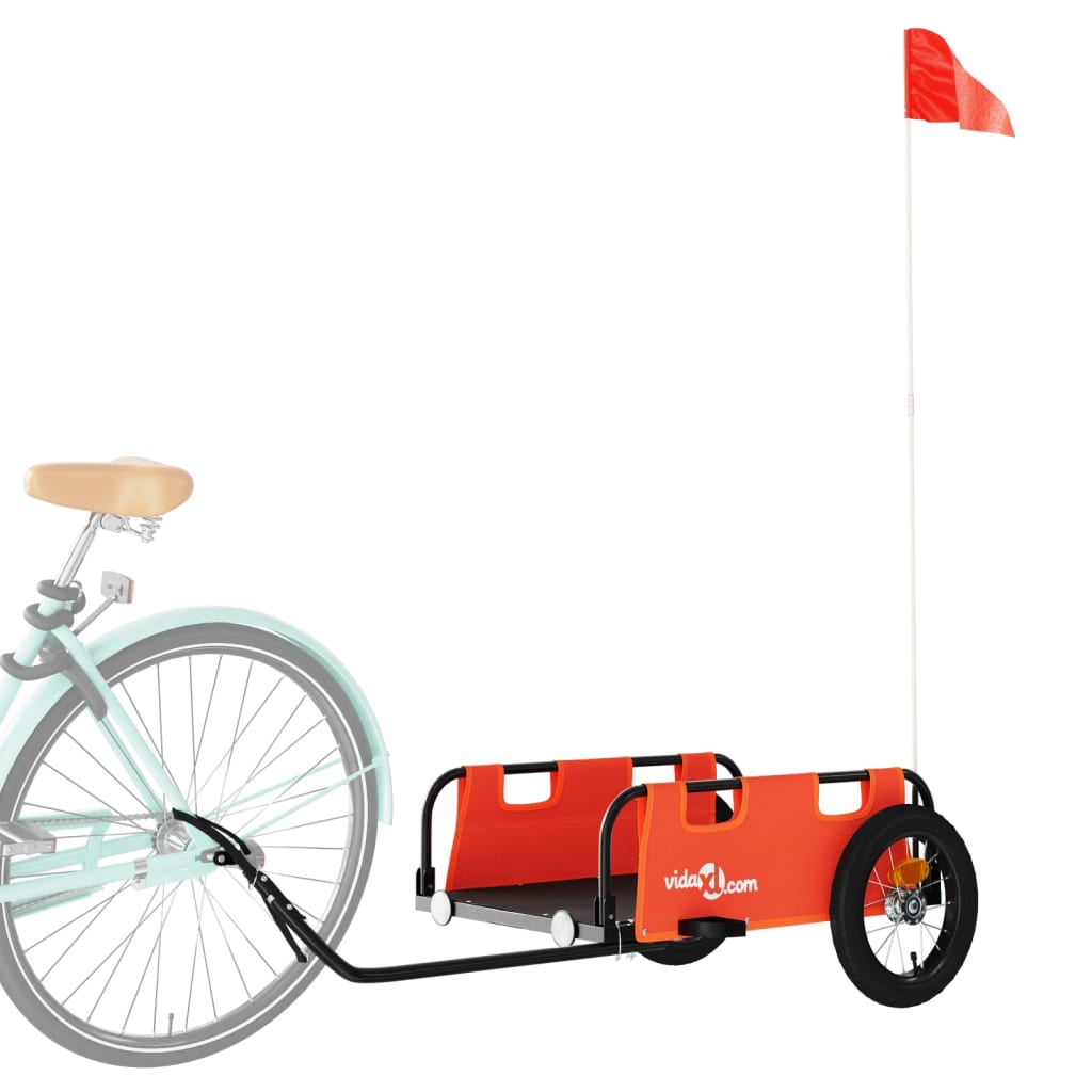 vidaXL Príves na bicykel oranžový oxfordská látka a železo