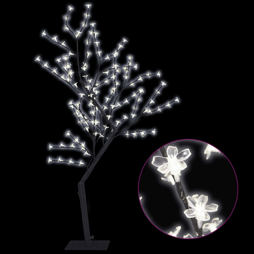 vidaXL Vianočný stromček 128 LED studené biele svetlo kvety čerešne 120 cm