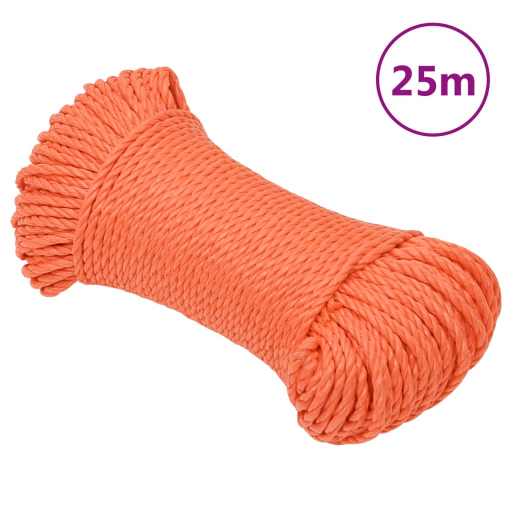 vidaXL Pracovné lano oranžové 6 mm 25 m polypropylén
