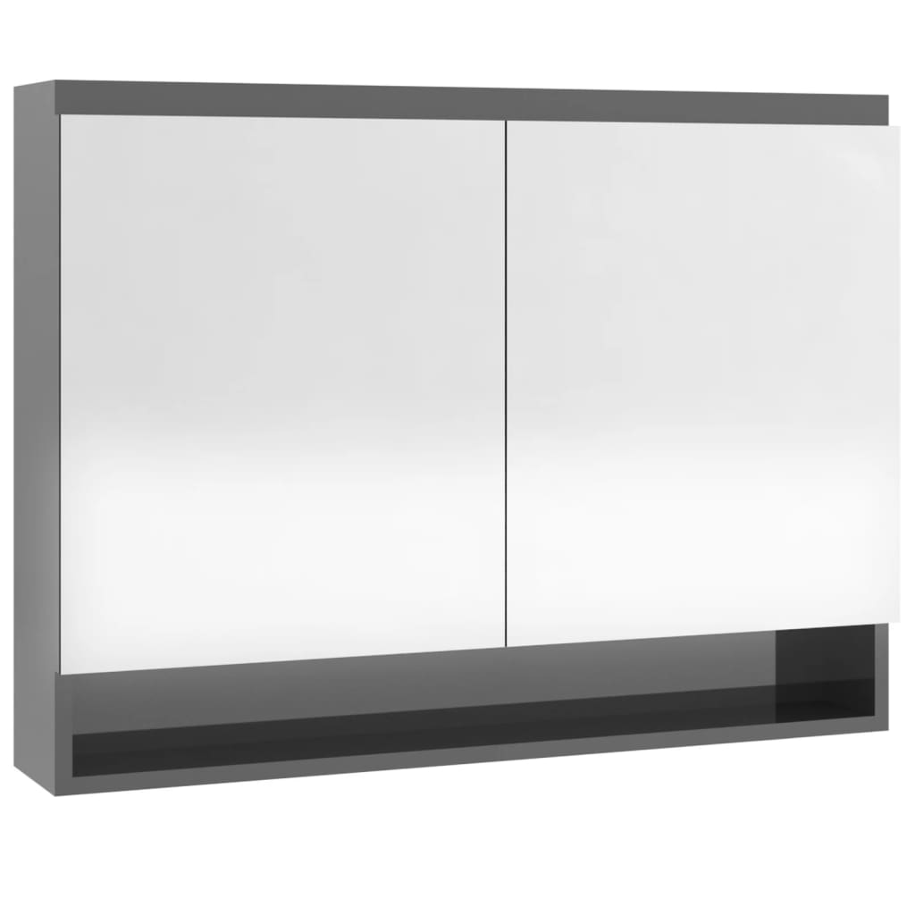 vidaXL Kúpeľňová zrkadlová skrinka 80x15x60 cm MDF lesklá sivá
