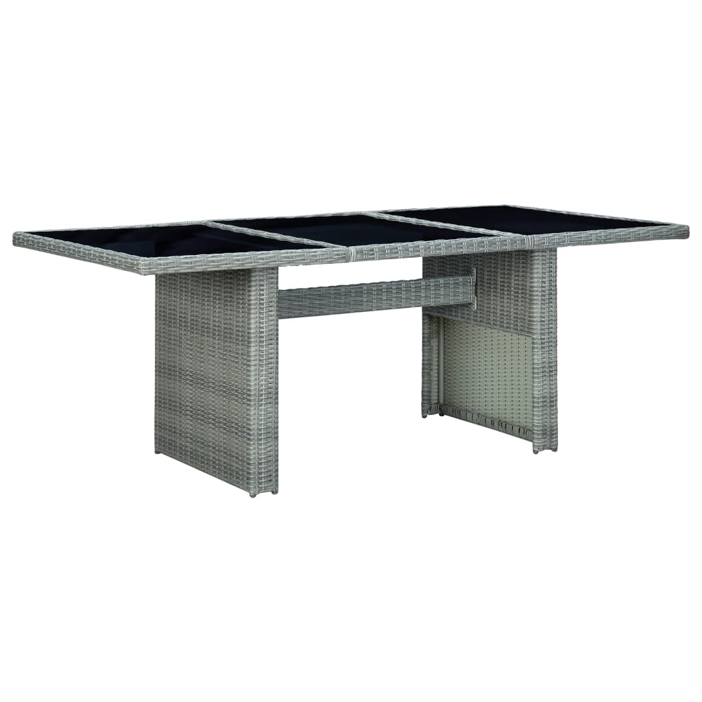 vidaXL Záhradný stôl, svetlosivý, polyratan a tvrdené sklo