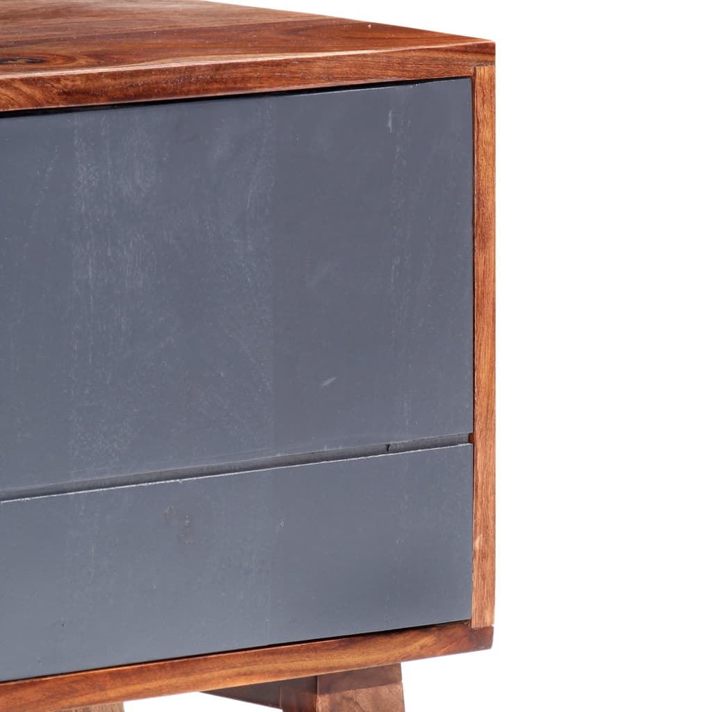 vidaXL TV skrinka sivá 140x30x45 cm masívne sheeshamové drevo