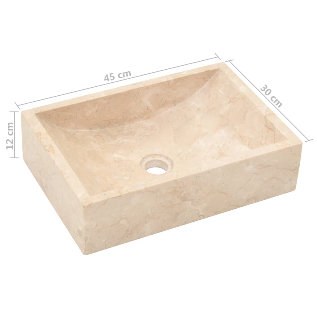 vidaXL Kúpeľňová skrinka s mramorovým umývadlom teakový masív krémová