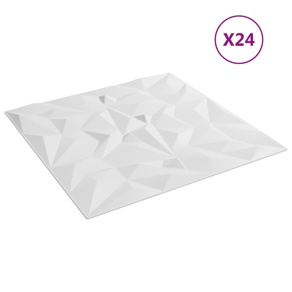 vidaXL Nástenné panely 24 ks, biele 50x50 cm, XPS 6 m² ametyst