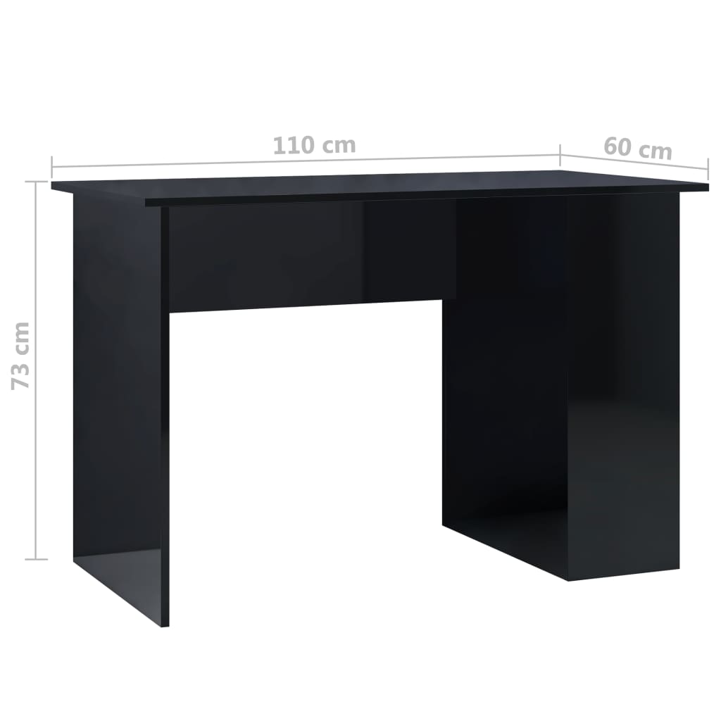 vidaXL Stôl lesklý čierny 110x60x73 cm drevotrieska
