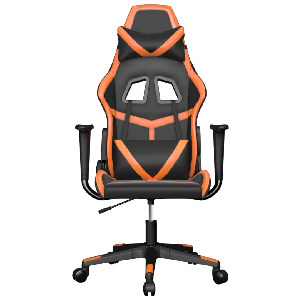 vidaXL Masážna herná stolička čierna a oranžová umelá koža