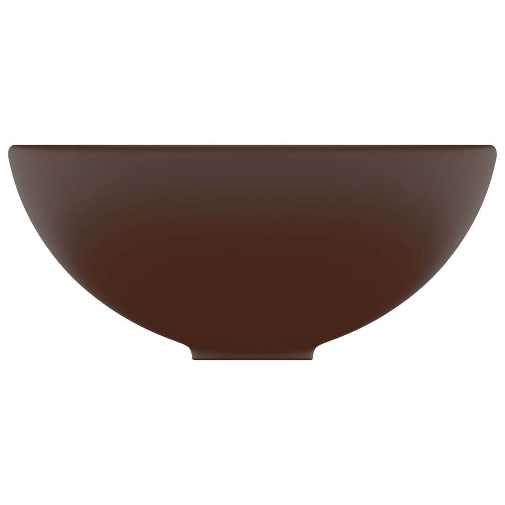 vidaXL Luxusné umývadlo, okrúhle, matné tmavohnedé 32,5x14cm, keramika