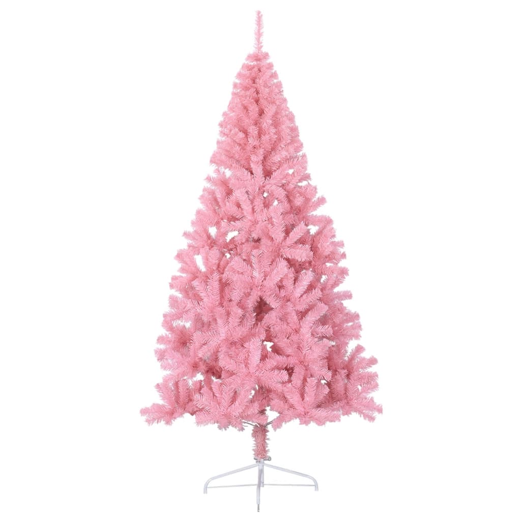 vidaXL Umelý vianočný polovičný stromček s podstavcom ružový 180cm PVC