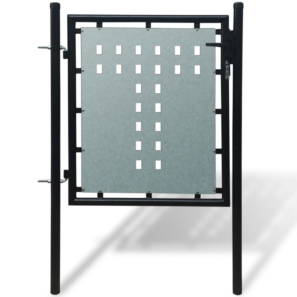 vidaXL Čierna jednokrídlová plotová brána 100x125 cm