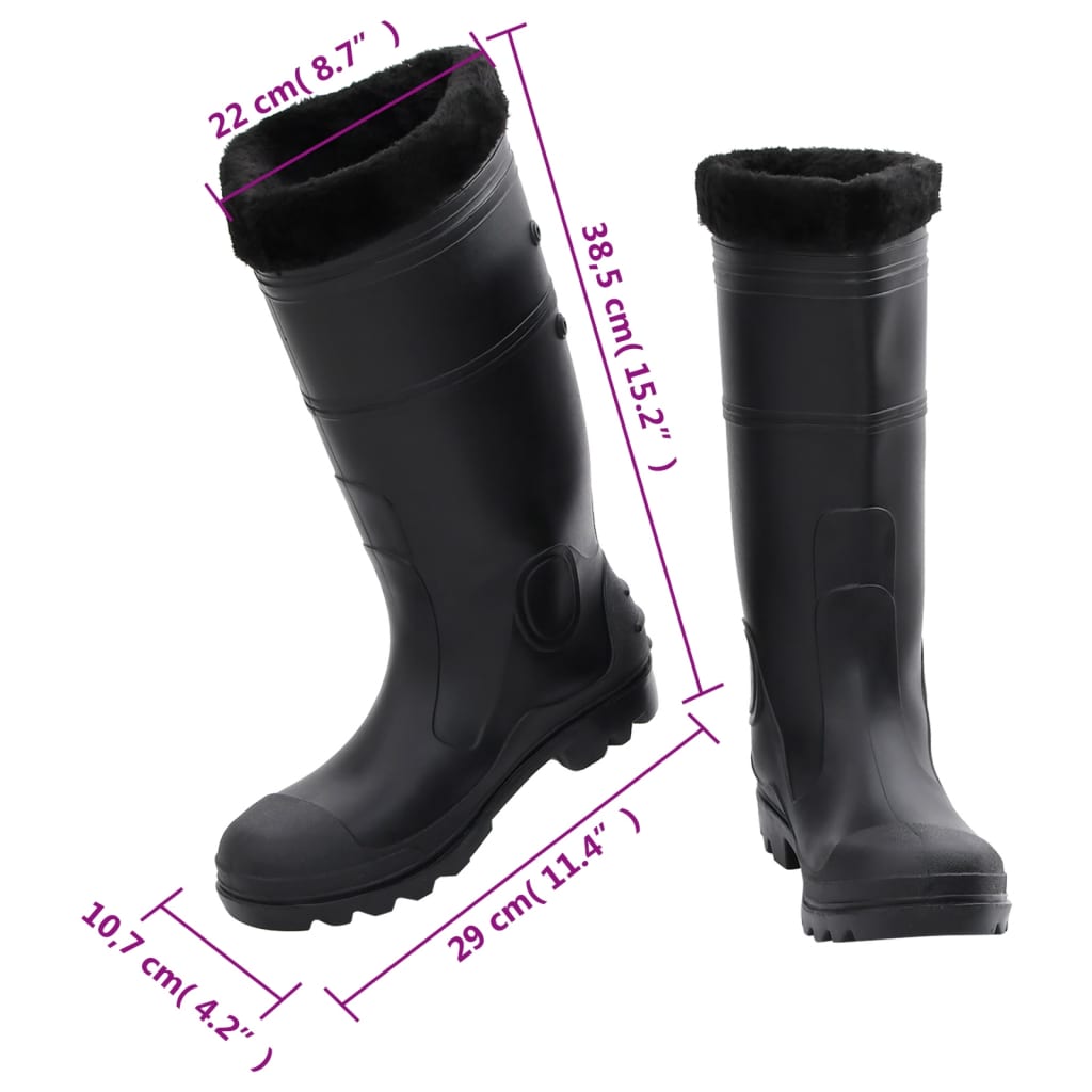 vidaXL Topánky do dažďa s vyberateľnými ponožkami čierne veľk. 42 PVC