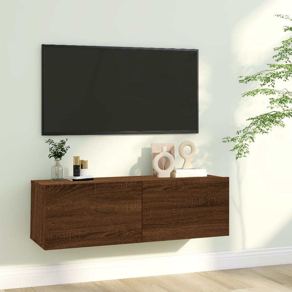 vidaXL Nástenná TV skrinka hnedý dub 100x30x30 cm spracované drevo