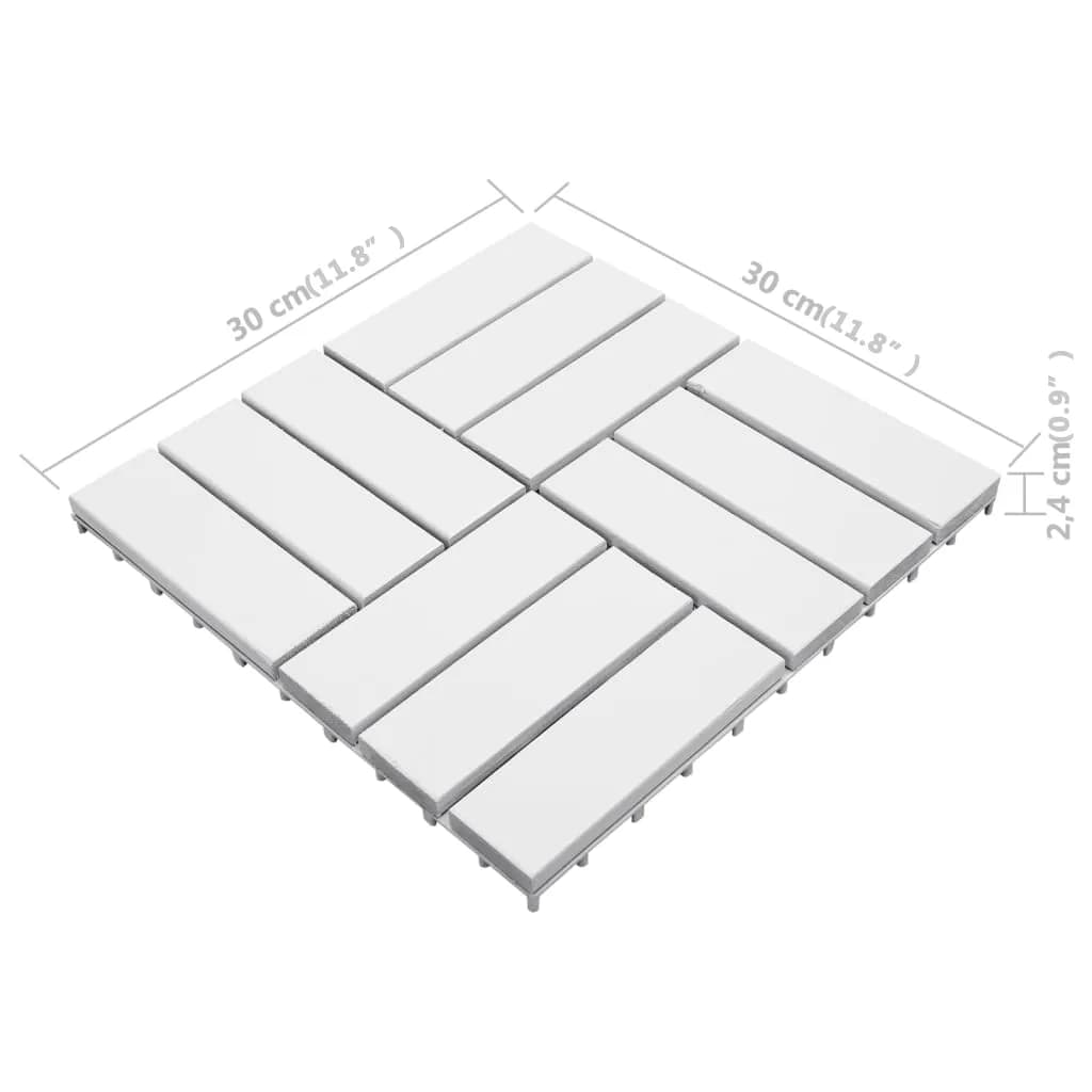 vidaXL Podlahové dlaždice 10 ks, biele 30x30 cm, akáciový masív