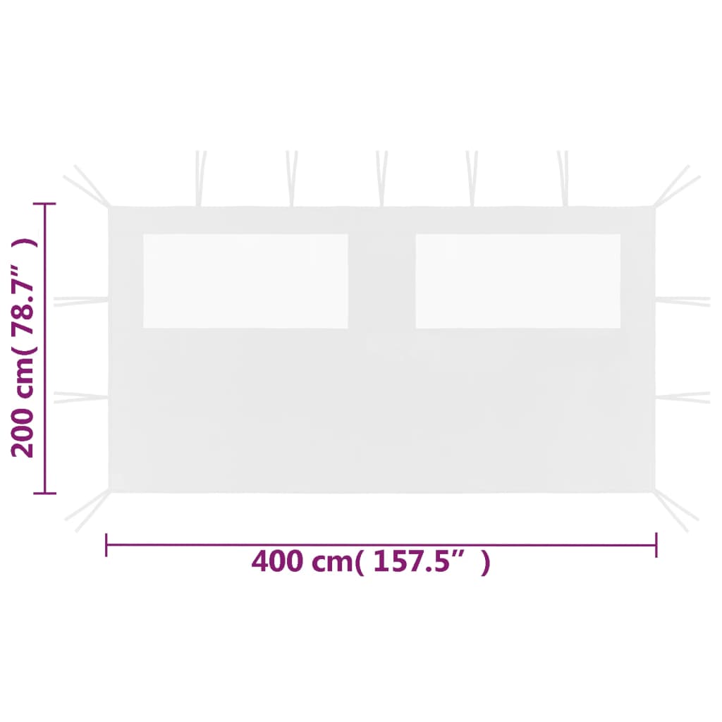 vidaXL Bočná stena altánku s oknami 4x2 m biela
