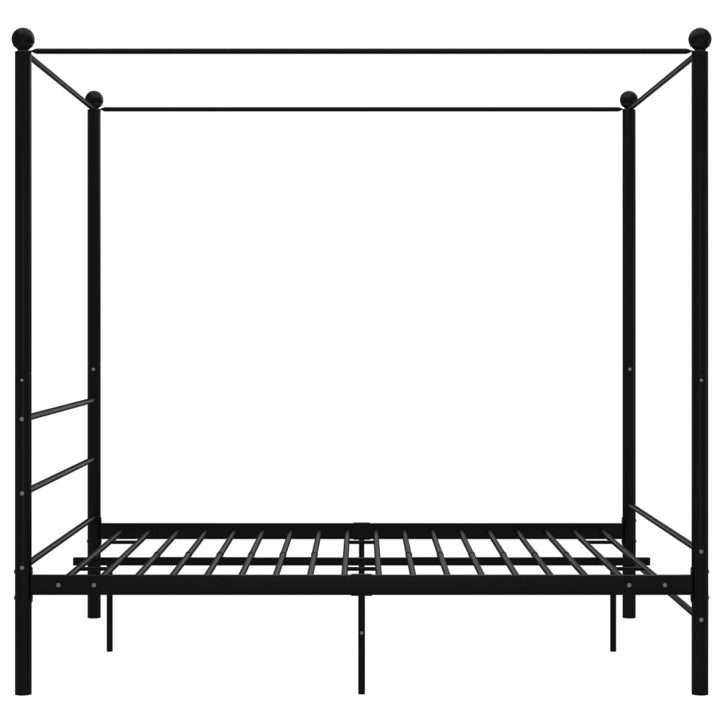 vidaXL Posteľný rám s baldachýnom čierny kov 160x200 cm