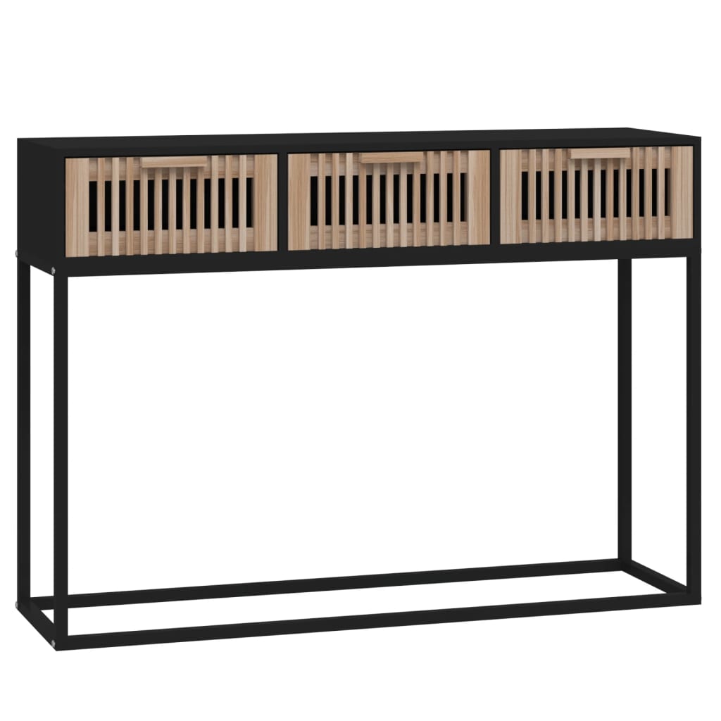 vidaXL Konzolový stolík čierny 105x30x75 cm kompozitné drevo a železo