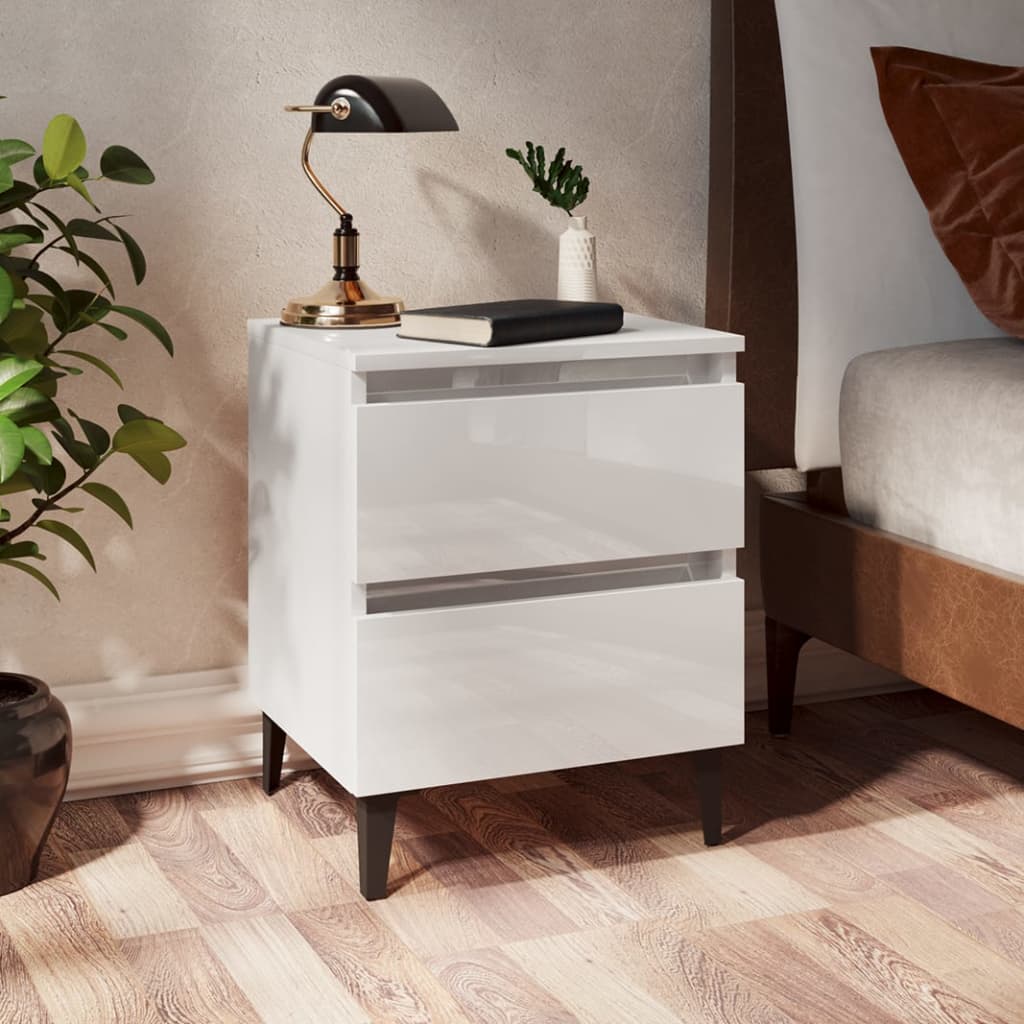 vidaXL Nočný stolík, lesklý biely 40x35x50 cm, kompozitné drevo