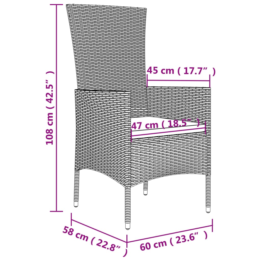 vidaXL Záhradné stoličky s podložkami 2 ks polyratan béžové