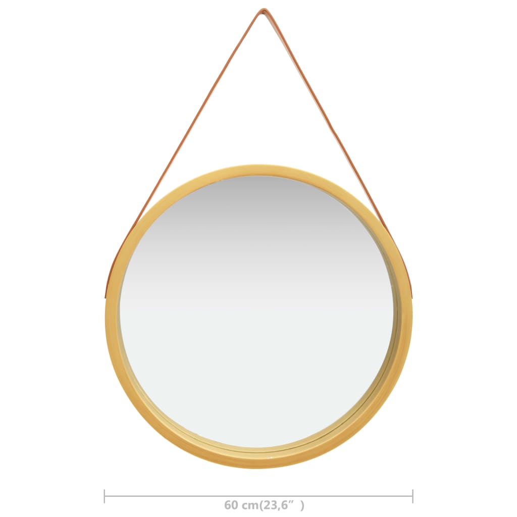 vidaXL Nástenné zrkadlo s popruhom zlaté 60 cm