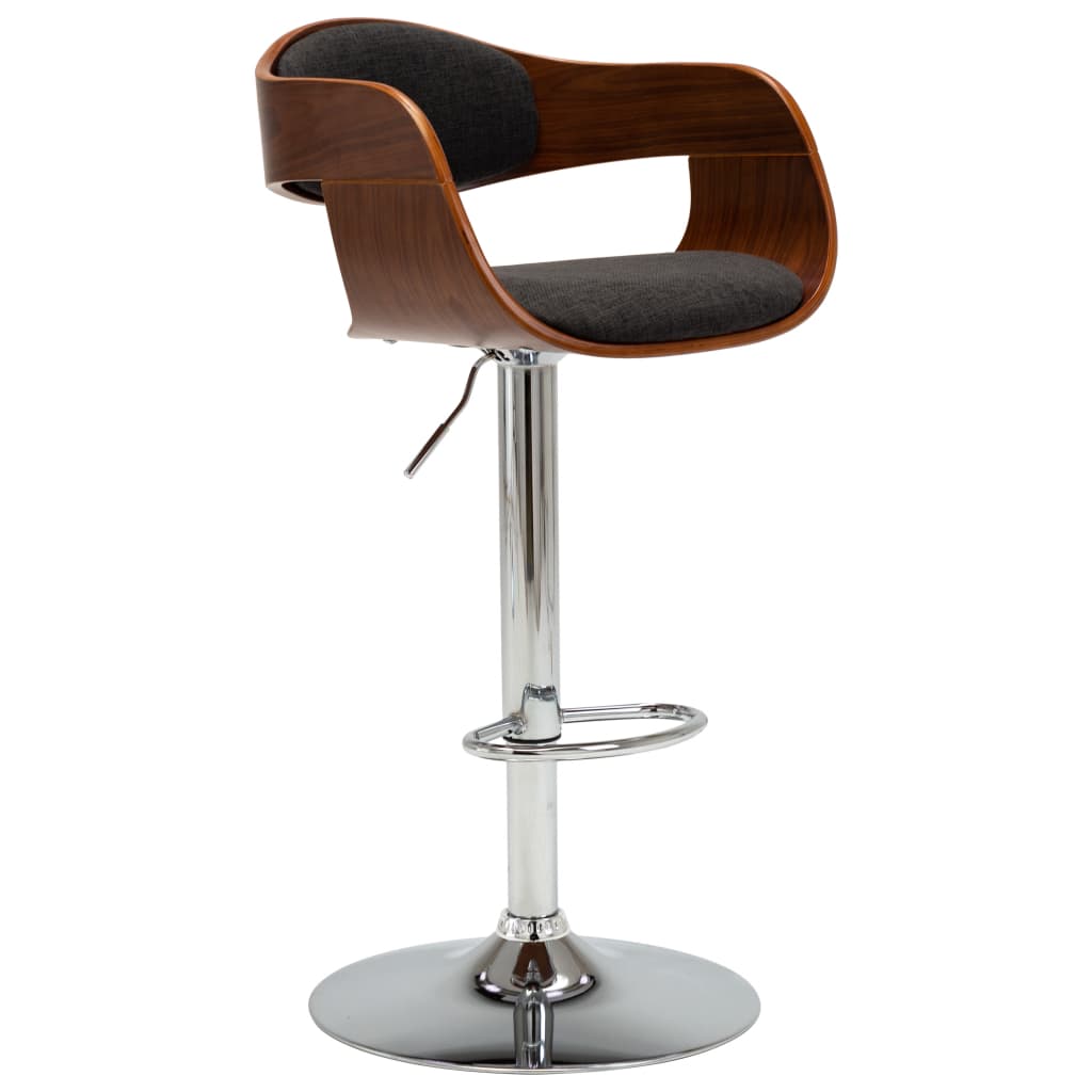 vidaXL Barová stolička, sivá, ohýbané drevo a látka
