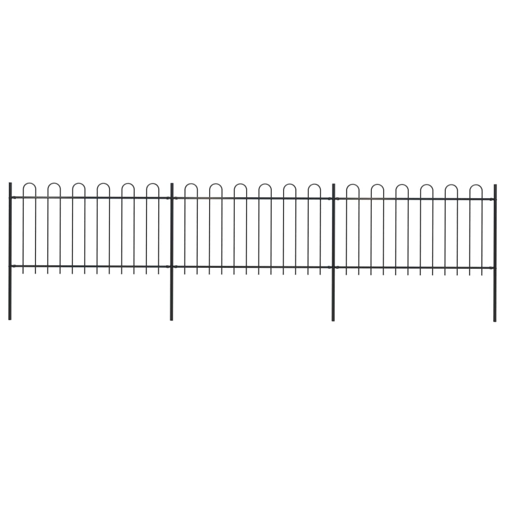 vidaXL Záhradný plot s oblúkovým zakončením, oceľ 5,1x1 m, čierny
