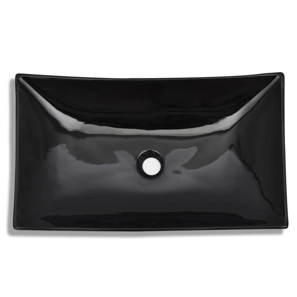 Obdĺžnikové keramické umývadlo, čierne