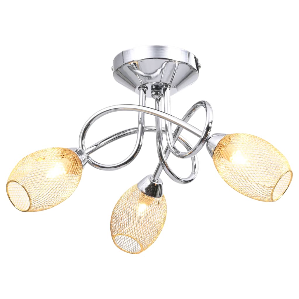 vidaXL Stropná lampa s pozlátenými tienidlami na 3 žiarovky G9