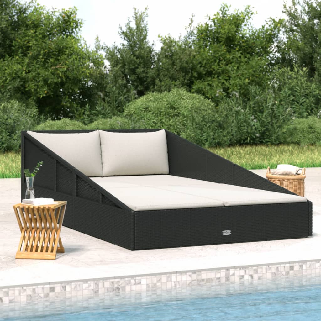 vidaXL Záhradná posteľ, čierna 110x200 cm, polyratan