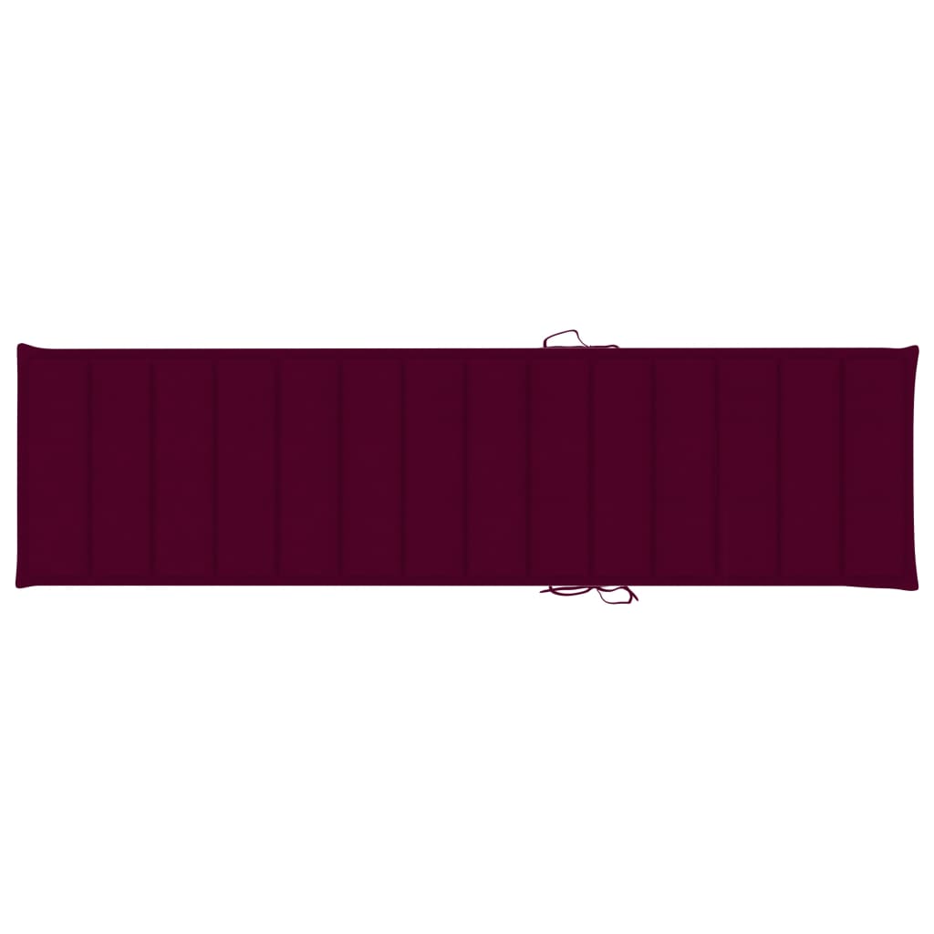 vidaXL Záhradné ležadlo s vínovo-červenou podložkou tíkový masív