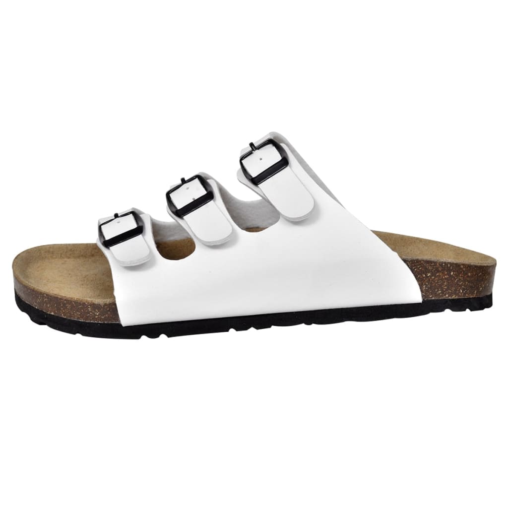 vidaXL Dámske bio korkové sandále s 3 sponami, biele, veľkosť 41