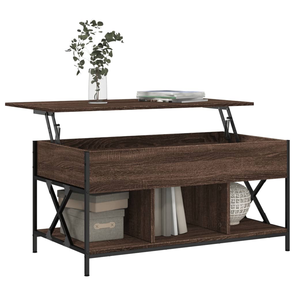 vidaXL Konferenčný stolík hnedý dub 100x55x50 cm kompozit. drevo a kov