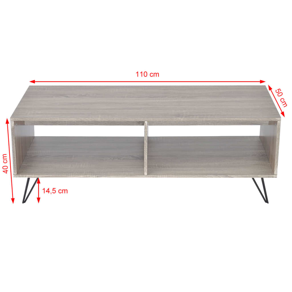 vidaXL TV stojan/konferenčný stolík, 110x50x40 cm, šedý
