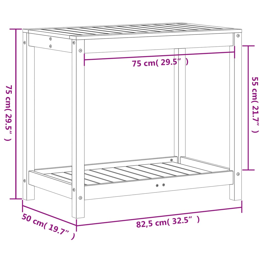 vidaXL Stôl na presádzanie s policou 82,5x50x75 cm impregnov. borovica