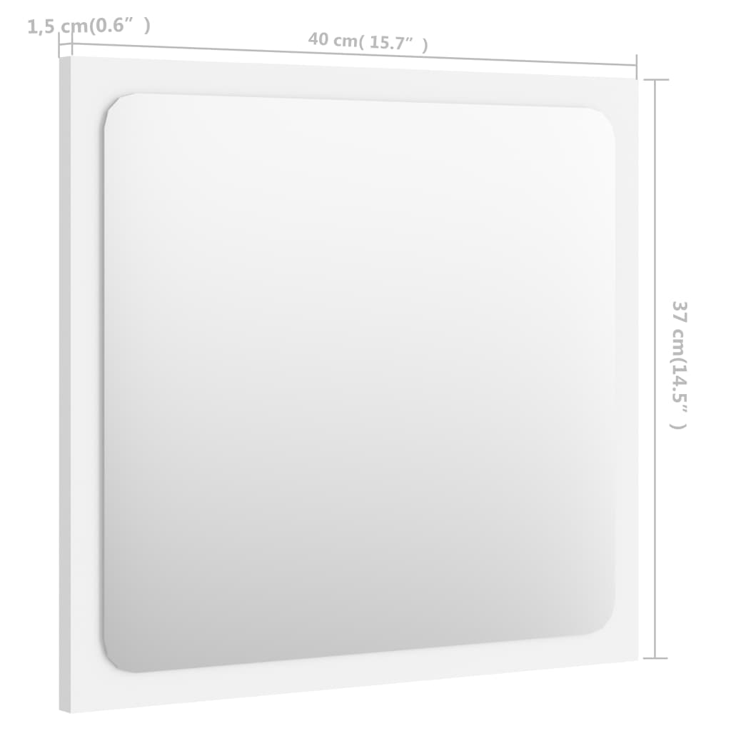 vidaXL Kúpeľňové zrkadlo, biele 40x1,5x37 cm, kompozitné drevo