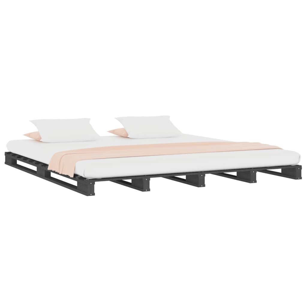 vidaXL Paletová posteľ, sivá 140x190 cm, borovicový masív