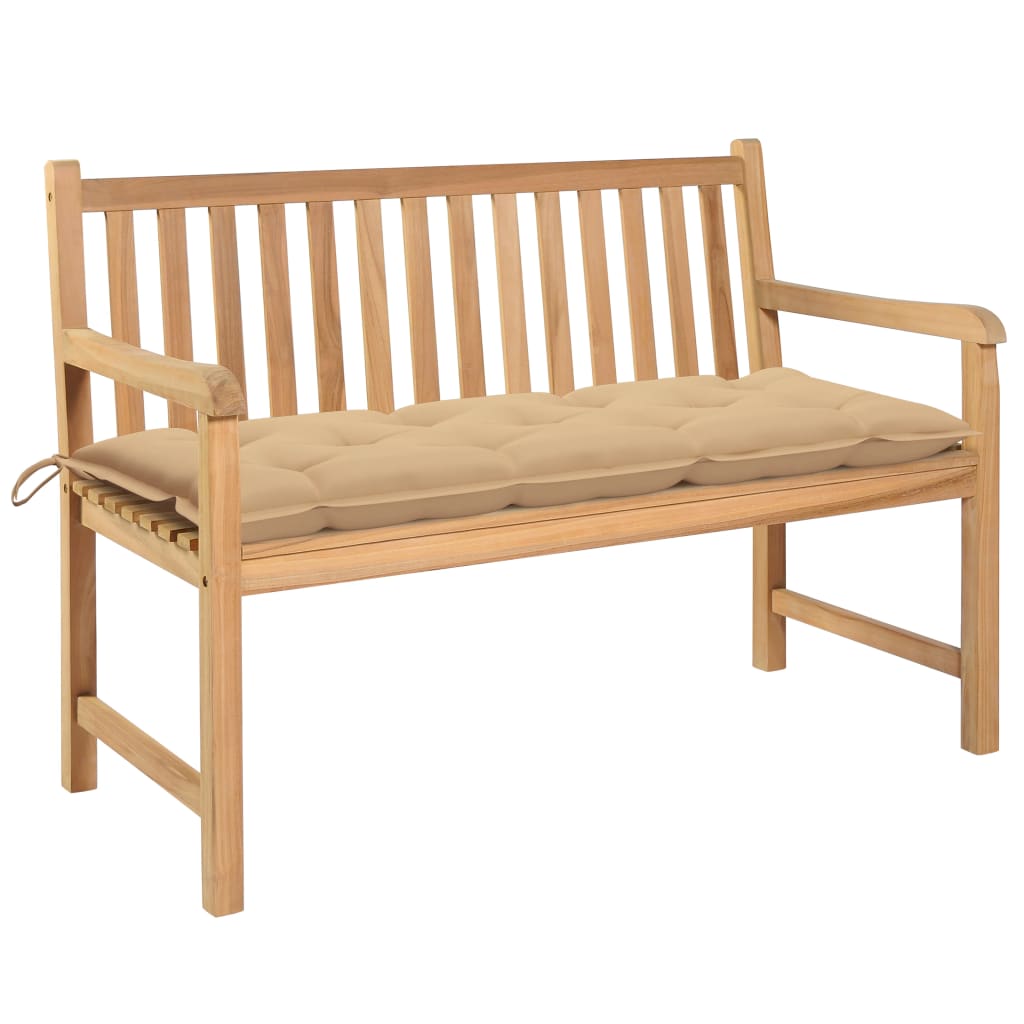 vidaXL Záhradná lavička, béžová podložka 120 cm, tíkový masív
