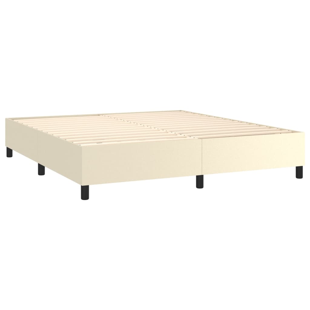 vidaXL Boxspring posteľ s matracom a LED krémová 180x200 cm umelá koža