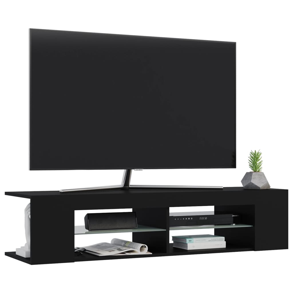 vidaXL TV skrinka s LED svetlami čierna 135x39x30 cm