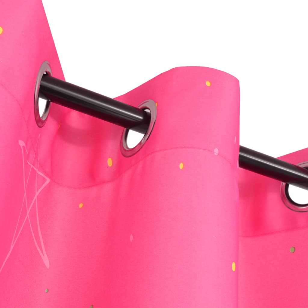 vidaXL Detské zatemňovacie závesy s potlačou 2 ks, 140x245 cm, ružové